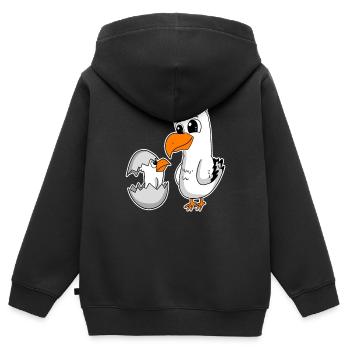 Famille de mouettes - mouette avec bébé - Sweat Premium à capuche zippé enfant bio - noir - Dos - AI Model Kid Male (0cm)