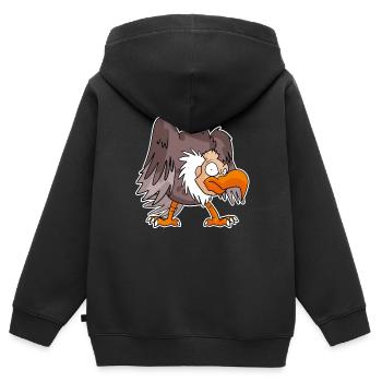 Geier - Kinder Premium Organic Zip Hoodie - Schwarz - Hinten - AI Model Kid Male (0cm)