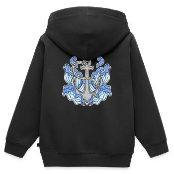 Ancre - Sweat Premium à capuche zippé enfant bio - noir - Dos - AI Model Kid Male (0cm)