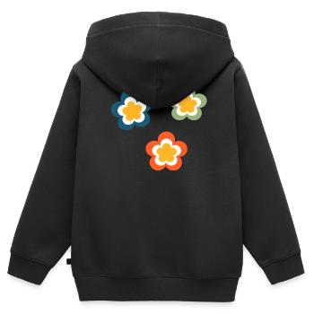 70er Jahre Blume Muster Retro Hippie Festival - Kinder Premium Organic Zip Hoodie - Schwarz - Hinten - AI Model Kid Male (0cm)