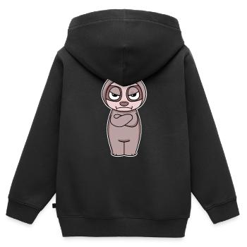 Keine Lust - Faultier - Verschränkte Arme - Kinder Premium Organic Zip Hoodie - Schwarz - Hinten - AI Model Kid Male (0cm)