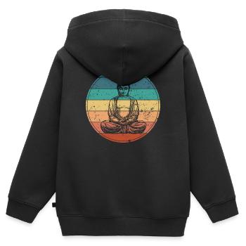 Buddha en Méditation Arc-en-Ciel - Sweat Premium à capuche zippé enfant bio - noir - Dos - AI Model Kid Male (0cm)