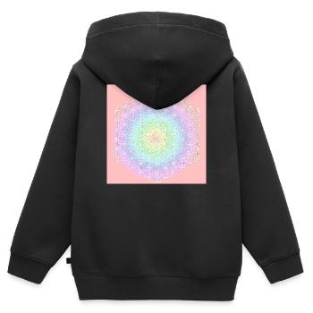 Fleur de Vie Blanche - 5ème Dimension - Sweat Premium à capuche zippé enfant bio - noir - Dos - AI Model Kid Male (0cm)