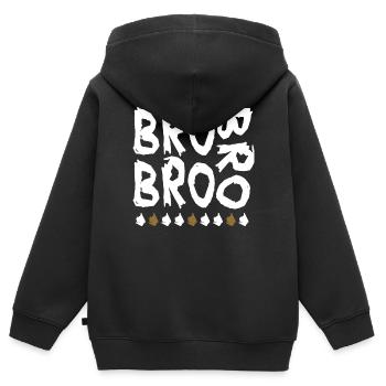 bro bro bro - Kinder Premium Organic Zip Hoodie - Schwarz - Hinten - AI Model Kid Male (0cm)