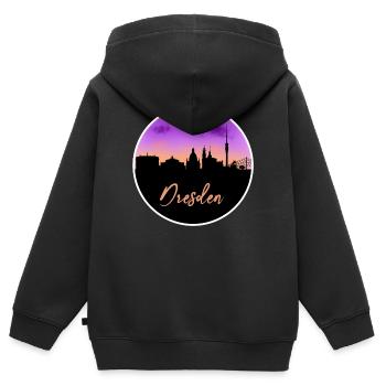 Ligne d’horizon fine de Dresde - Sweat Premium à capuche zippé enfant bio - noir - Dos - AI Model Kid Male (0cm)
