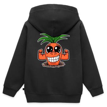 carotte forte - Sweat Premium à capuche zippé enfant bio - noir - Dos - AI Model Kid Male (0cm)