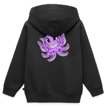 Calmar poulpe - Sweat Premium à capuche zippé enfant bio - noir - Dos - AI Model Kid Male (0cm)