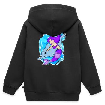 Meerjungfrau - Kinder Premium Organic Zip Hoodie - Schwarz - Hinten - AI Model Kid Male (0cm)