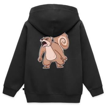 écureuil en colère - Sweat Premium à capuche zippé enfant bio - noir - Dos - AI Model Kid Male (0cm)