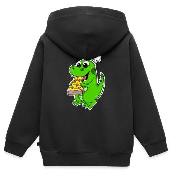 Gourmet Dino Pizza - Kids Premium Organic Zip-up Hoodie - black - Back - AI Model Kid Male (0cm)