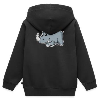 Nashörner Nashorn - Kinder Premium Organic Zip Hoodie - Schwarz - Hinten - AI Model Kid Male (0cm)