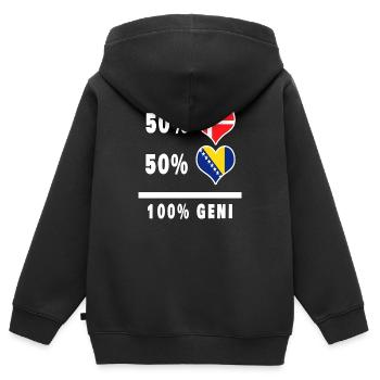 Bosnien und Dänemark 100% geniale Flagge - Kinder Premium Organic Zip Hoodie - Schwarz - Hinten - AI Model Kid Male (0cm)
