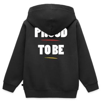 Fier d’être ego citation - Sweat Premium à capuche zippé enfant bio - noir - Dos - AI Model Kid Male (0cm)