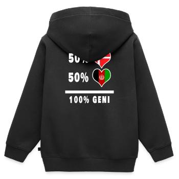 Afghanistan und Dänemark 100% geniale Flagge - Kinder Premium Organic Zip Hoodie - Schwarz - Hinten - AI Model Kid Male (0cm)