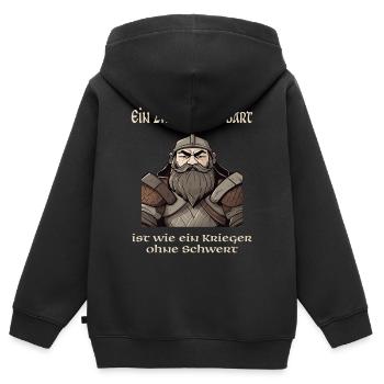 Zwergen Design - Stolz und Kraft der Zwerge - Kinder Premium Organic Zip Hoodie - Schwarz - Hinten - AI Model Kid Male (0cm)