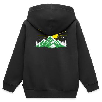 Montagne, Nature, Randonnée, Amoureux de la nature, Glaciers - Sweat Premium à capuche zippé enfant bio - noir - Dos - AI Model Kid Male (0cm)
