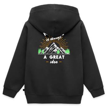 Glacier Mountains Déclaration de randonnée Wanderer Nature - Sweat Premium à capuche zippé enfant bio - noir - Dos - AI Model Kid Male (0cm)