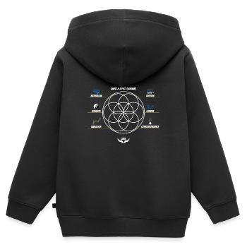 Blume des Lebens | Hermetische Gesetze | Karma - Kinder Premium Organic Zip Hoodie - Schwarz - Hinten - AI Model Kid Male (0cm)