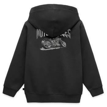 Motos Chopper Custombike - Sweat Premium à capuche zippé enfant bio - noir - Dos - AI Model Kid Male (0cm)