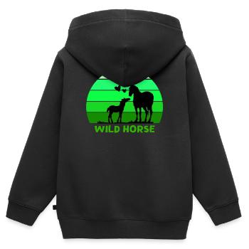 Pferd, Wildpferd, Pferdeliebhaber - Kinder Premium Organic Zip Hoodie - Schwarz - Hinten - AI Model Kid Male (0cm)