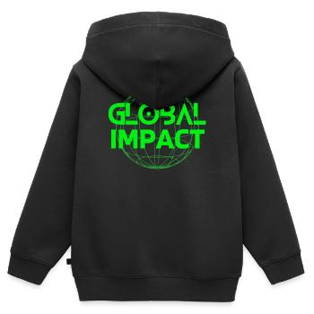 mother nature, planet earth, Global impaci - Kids Premium Organic Zip-up Hoodie - black - Back - AI Model Kid Male (0cm)