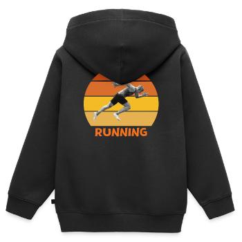 athletics, sprint, running - Kids Premium Organic Zip-up Hoodie - black - Back - AI Model Kid Male (0cm)