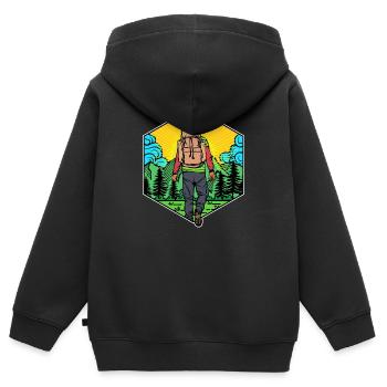 Hiking Hiking Hiking Hiking Trails Tours - Kids Premium Organic Zip-up Hoodie - black - Back - AI Model Kid Male (0cm)