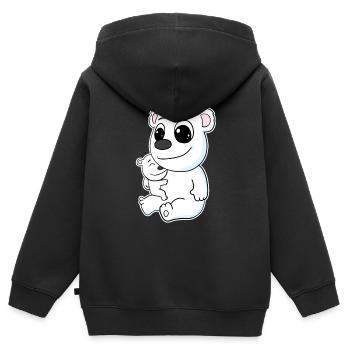 Eisbär Familie - Eisbär mit Baby - Eisbär Motiv - Kinder Premium Organic Zip Hoodie - Schwarz - Hinten - AI Model Kid Male (0cm)