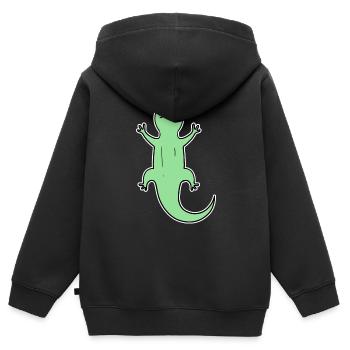 Echsen Echse Grün Reptilien - Kinder Premium Organic Zip Hoodie - Schwarz - Hinten - AI Model Kid Male (0cm)