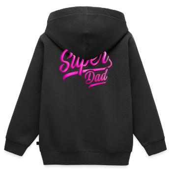 Super Dad - Super Papa - Vatertag - Bester Papa - Kinder Premium Organic Zip Hoodie - Schwarz - Hinten - AI Model Kid Male (0cm)