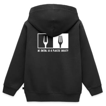 Be Metal In A Plastic Society French fries fork Metal - Kids Premium Organic Zip-up Hoodie - black - Back - AI Model Kid Male (0cm)