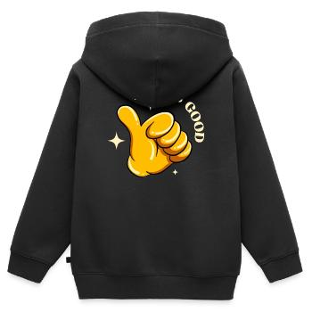 Life is good - Kids Premium Organic Zip-up Hoodie - black - Back - AI Model Kid Male (0cm)
