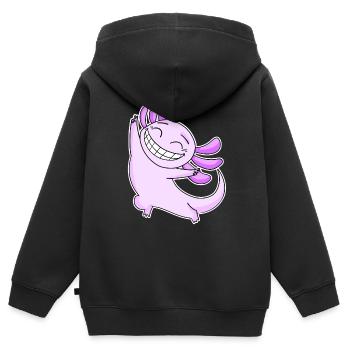 Joyeux Axolotl - Sweat Premium à capuche zippé enfant bio - noir - Dos - AI Model Kid Male (0cm)