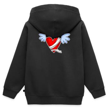 Coeur Ange Ailes d’Ange - Sweat Premium à capuche zippé enfant bio - noir - Dos - AI Model Kid Male (0cm)