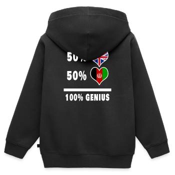 Afghanistan und Großbritannien 100% Genius Flagge - Kinder Premium Organic Zip Hoodie - Schwarz - Hinten - AI Model Kid Male (0cm)