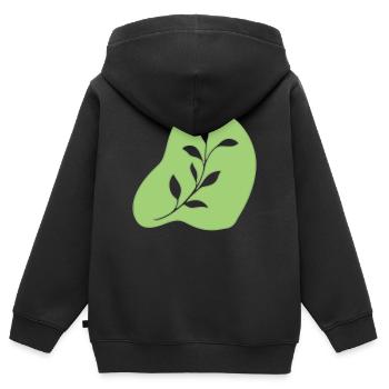Feuilles - Sweat Premium à capuche zippé enfant bio - noir - Dos - AI Model Kid Male (0cm)
