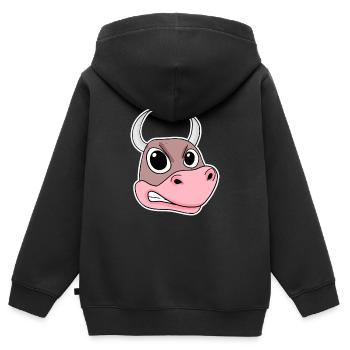 Taureau en colère - Sweat Premium à capuche zippé enfant bio - noir - Dos - AI Model Kid Male (0cm)