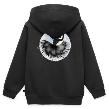 Danseur de ballet dansant dans les nuages avec un plumage - Sweat Premium à capuche zippé enfant bio - noir - Dos - AI Model Kid Male (0cm)