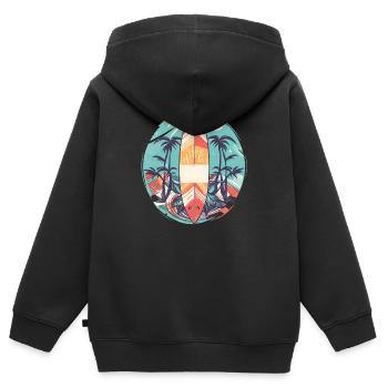 Surfbrett - Kinder Premium Organic Zip Hoodie - Schwarz - Hinten - AI Model Kid Male (0cm)
