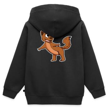 Martre belette - Sweat Premium à capuche zippé enfant bio - noir - Dos - AI Model Kid Male (0cm)