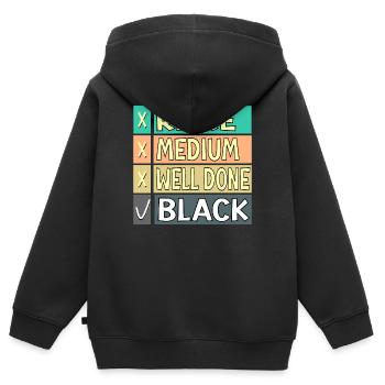 FLEISCH STEAK GARGRAD LUSTIG BBQ GRILL - Kinder Premium Organic Zip Hoodie - Schwarz - Hinten - AI Model Kid Male (0cm)