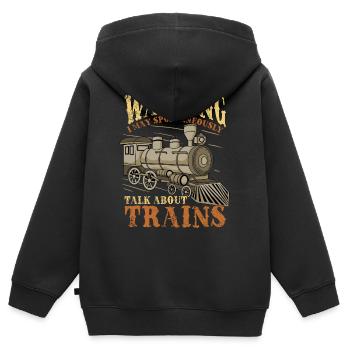 Lokomotive Zug - Kinder Premium Organic Zip Hoodie - Schwarz - Hinten - AI Model Kid Male (0cm)