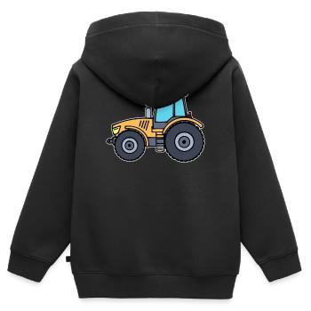 Country Life Vehicle Tracteur Machines agricoles Agriculteur - Sweat Premium à capuche zippé enfant bio - noir - Dos - AI Model Kid Male (0cm)