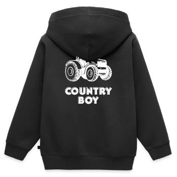 Kraftfahrzeug Statement Landleben Traktor Landluft - Kinder Premium Organic Zip Hoodie - Schwarz - Hinten - AI Model Kid Male (0cm)