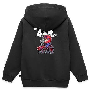 Tracteur Jeune agriculteur Véhicule Déclaration de vie rurale - Sweat Premium à capuche zippé enfant bio - noir - Dos - AI Model Kid Male (0cm)