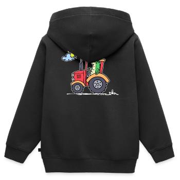 Feld Bauer Tracteur Machines agricoles Véhicule utilitaire - Sweat Premium à capuche zippé enfant bio - noir - Dos - AI Model Kid Male (0cm)