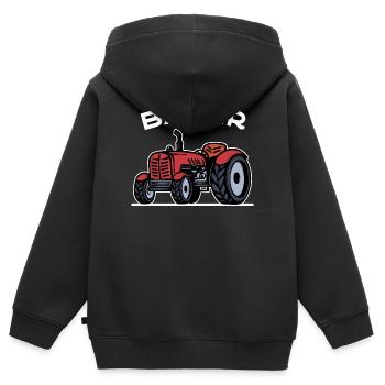Bauer Traktor Landleben Landmaschinen Bauernhof - Kinder Premium Organic Zip Hoodie - Schwarz - Hinten - AI Model Kid Male (0cm)