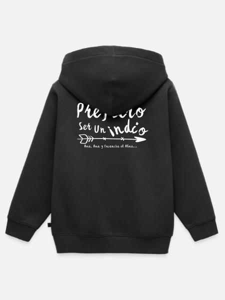 Frase irónica en español: Prefiero ser un indio - Sudadera Premium con capucha y cremallera infantil orgánica - negro