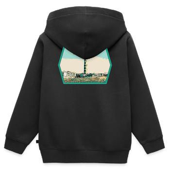 Leuchtturm der Lagune von Aveiro Originalabbildung - Kinder Premium Organic Zip Hoodie - Schwarz - Hinten - AI Model Kid Male (0cm)