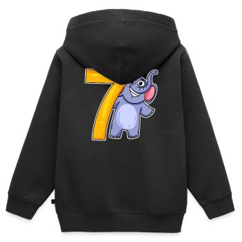 sept - 7 - Sweat Premium à capuche zippé enfant bio - noir - Dos - AI Model Kid Male (0cm)